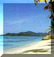 View of Praslin from La Digue