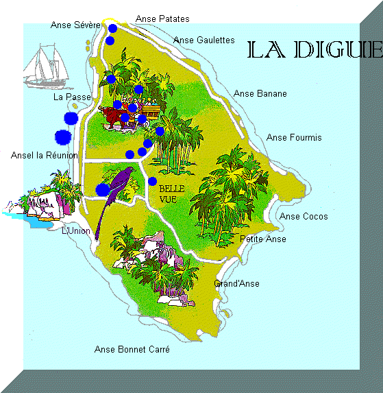 Map of La Digue Hotels