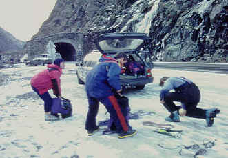 We were practising on easy ice just by the road
