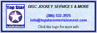 TOP STAR ENTERTAINMENT

DISC JOCKEYS SERVICES &  MORE