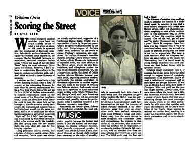 Scan de artículo sobre William Ortiz en el Village Voice en 1987.