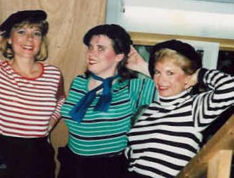 OVER HERE! - Seminole Players/Tides Dinner Theatre - 1995 (left to right: The Goodtime Girls - Leslie, me and Darlene backstage)