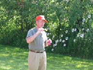 Ned blowing bubbles