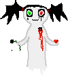 Valie - giving her heart away, with a little black rose, saddly she is dead and scares her true love away.