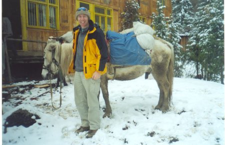 david and horse in the snow