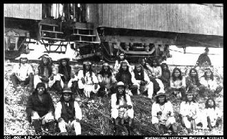 Apache warriors, Lozen among them, at a train siding