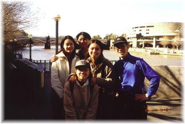 Yarra Riverside, Melborne. Back From Left:  QinLan, KongYang,  HuiLi, Me,  TanLiang in fornt 
