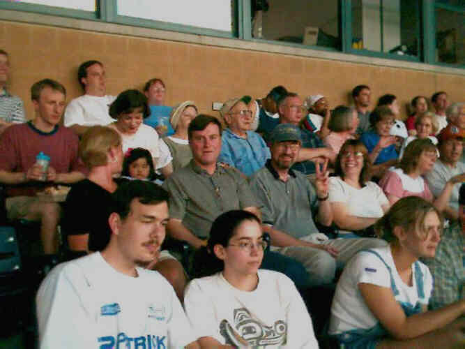Members and their families enjoy a Durham Bulls game.
