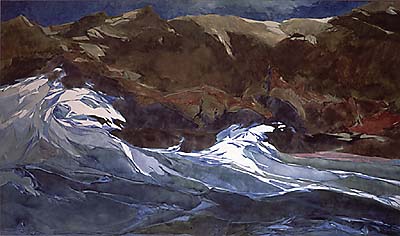 Surging water