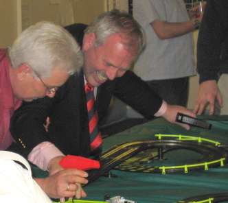 The miniature version of "Scalextric rage" was seen and from a most surprising quarter. It appears we have a VERY competitive Wing Commander....
