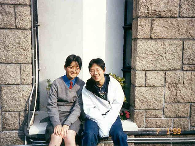 This was taken when she came back to HK from Atlantic College, UK. I was still at DGS doing my AL. What is at the back is the chapel. 