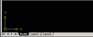 Figure 1. The tabs in the lower left-hand corner of the drawing editor control whether or not you're in Paper Space.