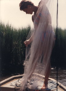 Babe with a cast net
