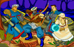 Lothar, Crackhead Bob, Bob McDeath and Nadia discussing Formations