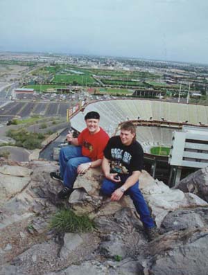 Chris and I trespass on ASU property atop the butte in Tempe