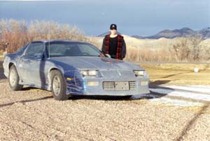 Neta with Flo the Camero after a long drive in the snow