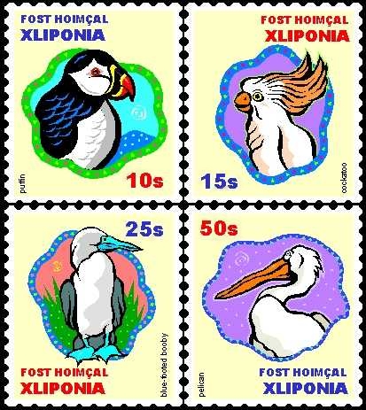 Set of 4 Bird Stamps