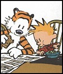 Calvin and Hobbes enjoy breakfast together. By Bill Watterson