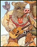 Javelina in a cowboy hat