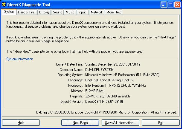Directx diagnostic tool. Directx diagnostic tool