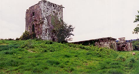 La torre 
medieval vista desde el NE.
