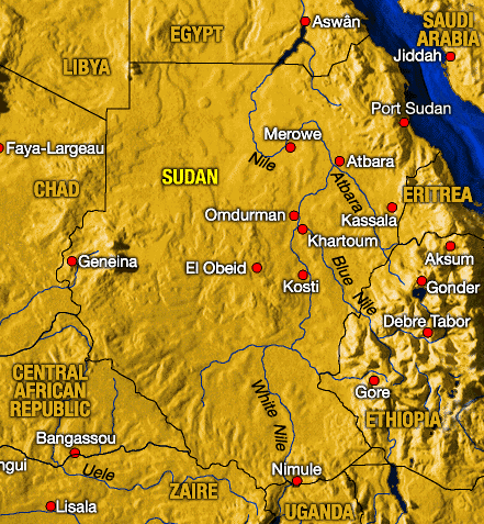 [Country map of Sudan]