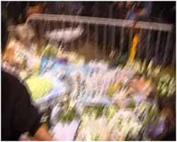 Flowers From Fans Outside Funeral
