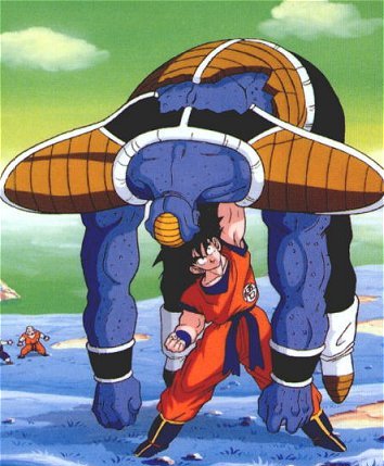 Goku holding up Burter