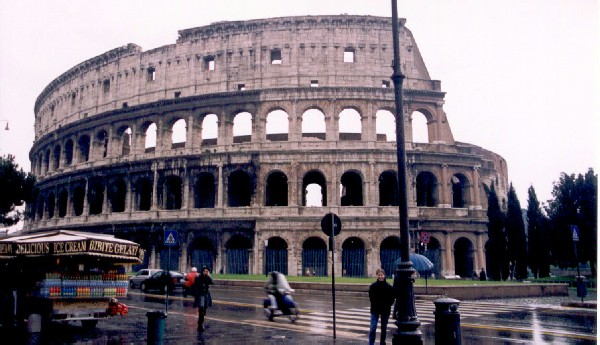 Tracey infront of the Colosseum.