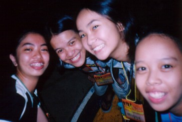 adelle, pearl, miggy, and gee<me!> ... hit a pose while mockin around