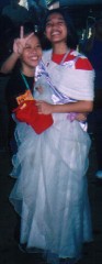 hehe.. me and leah.. i'm so proud to see Leah wearin a gown... haha... 