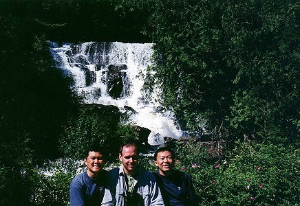 Yin Choy, Sylvain and Chow Sin at the Chute-aux-Rats, June 26th 2001