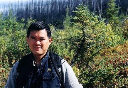 Yin Choy and boreal forest in parc des Grands Jardins, Sept. 2nd 2001