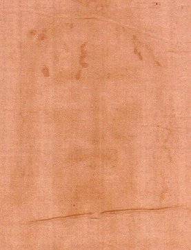 (right side photo of the plain, unretouched face on the Shroud of Turin)