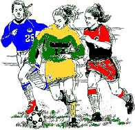 3 girls playing football