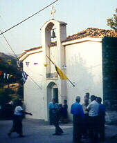 the church with the cross mounted on top