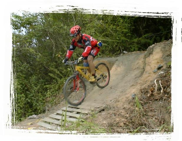 The man himself: Simon performing the dare-devil jump off!