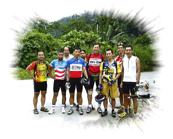 Together with other bikers.