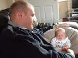 Adam at 4 weeks - snooze with Dad