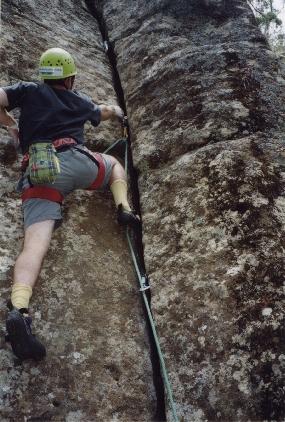 A good view of the crack (and not a bad view of the climb, either!).