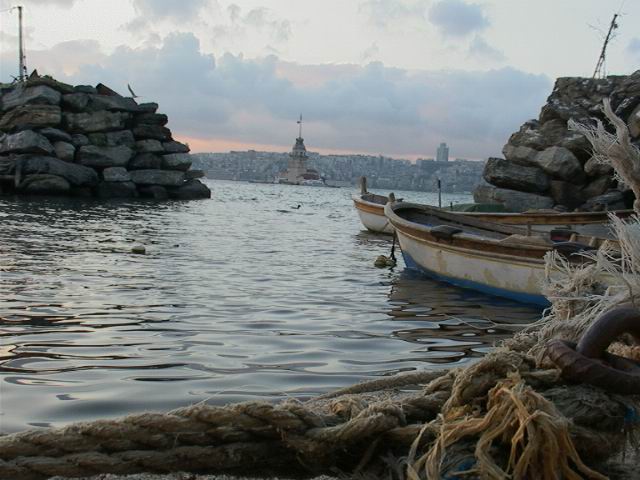  sunset as seen from Harem district of Asiatic Istanbul  