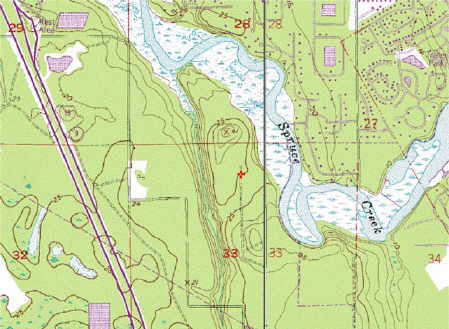 Topographical Map Showing Contours