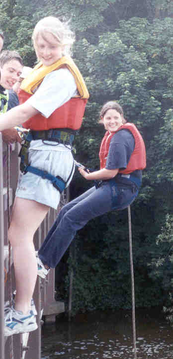 (From Left) Katherine Hough and Katherine Cook go over the top.