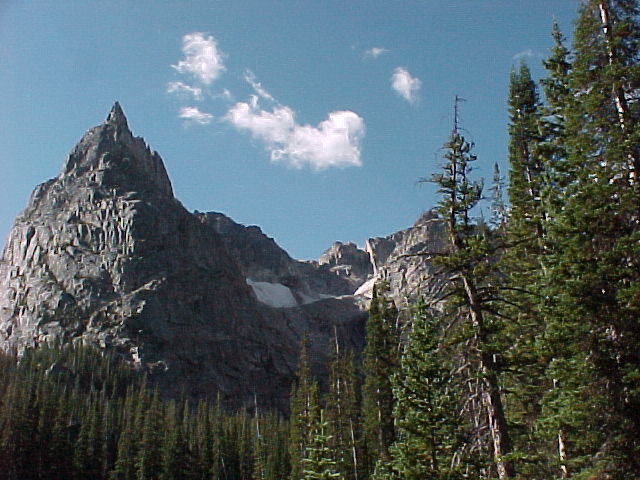 Lone Eagle from Crater Lake. Note the glacier to the right