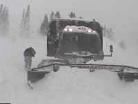 Bombardier in storm conditions at Tusk. 5500 feet. This is as far as we went due to zero visibility.