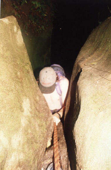 Abseiling into darkness