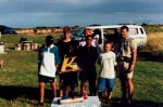 An extremely pleased Kudu Patrol receiving the King of the River trophy for winning the overall Kontiki event.