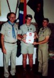 Mr Pike (Area Commissioner), Daryl Whittal and Steven O'Reilly (Scout Master)