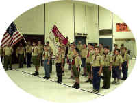 CLICK to enlarge-Troop 238 in formation at Troop meeting