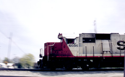 Train highballing through Grand Junction